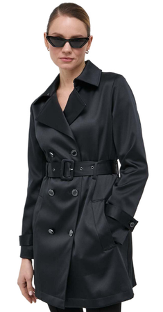 Płaszcz przejściowy dwurzędowy damski GUESS LUANA W4RL08WFJ02 czarny XS