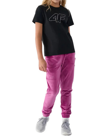 Koszulka dziecięca bawełniana 4F TSHIRT F1803 czarna slim duże logo 122