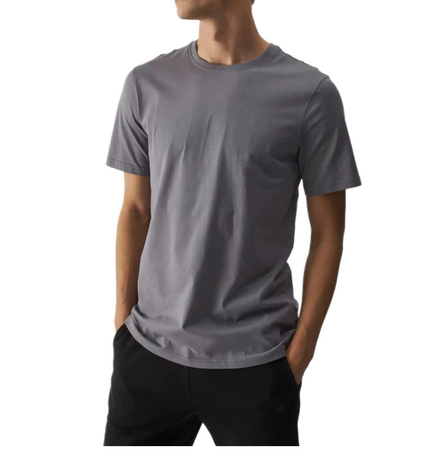 Koszulka męska t-shirt bawełniany 4F szary regular okrągły dekolt S