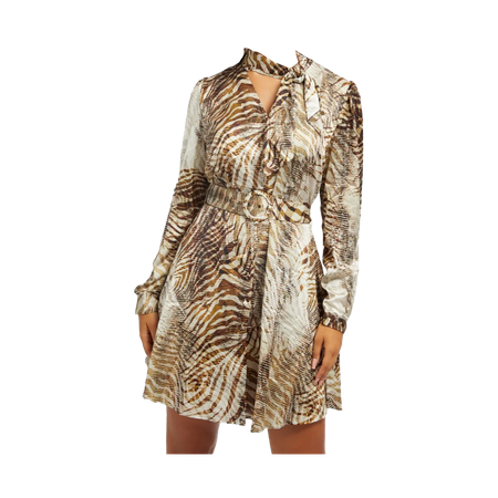 GUESS Sukienka Mireille zwierzęcy print W2BK11WD8G2-P14A