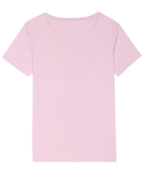 T-shirt damski slim koszulka 4F F1846 gładka bawełniana różowa z logo XS