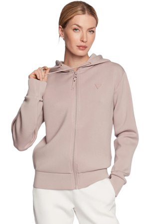 Bluza z kapturem damska GUESS ALLIE SCUBA HOODIE zasuwana brudny róż S