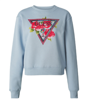 Bluza damska GUESS CN ROSES TRIANGLE SW niebieska XS