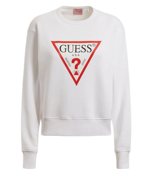 Bluza dresowa damska Guess CN Original Fleece bawełniana biała z logo XS