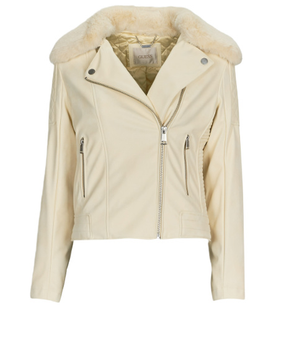 Guess Kurtka Damska Ramoneska Olivia Bezowa z Futerkiem XL