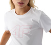 Koszulka dziecięca bawełniana 4F TSHIRT F1803 biała slim duże logo 122