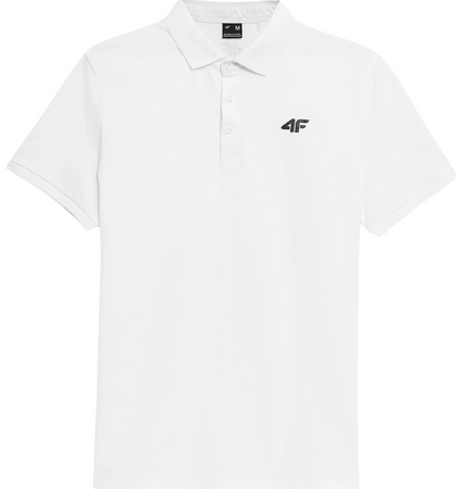 Koszulka męska t-shirt polo 4F M316 biała bawełniana regularny krój S