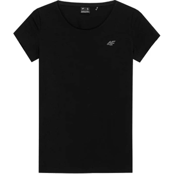 4F Koszulka damska gładka t-shirt bawełna regular czarna XS