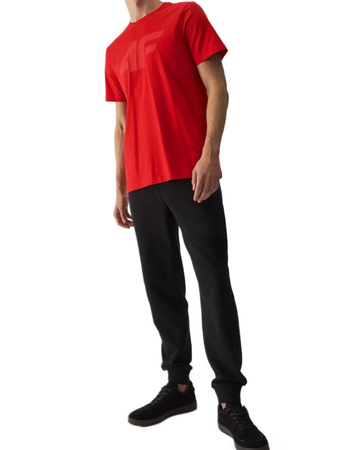 Koszulka męska t-shirt bawełniany 4F czerwony regular okrągły dekolt S
