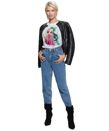 Koszulka damska T-Shirt Guess SS Fringe Glasses bawełniana biała XS