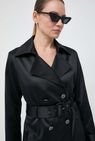 Płaszcz przejściowy dwurzędowy damski GUESS LUANA W4RL08WFJ02 czarny XS