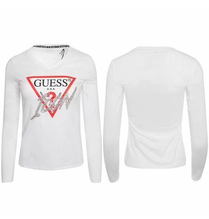 GUESS Bluzka damska LS VN ICON TEE W2BI39I3Z13-G011