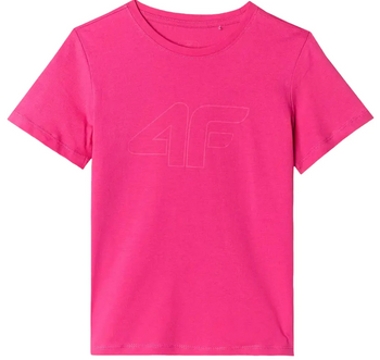 Koszulka dziecięca bawełniana 4F TSHIRT F1803 różowa slim duże logo 122
