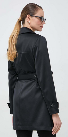 Płaszcz przejściowy dwurzędowy damski GUESS LUANA W4RL08WFJ02 czarny XS