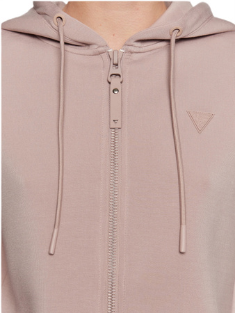 Bluza z kapturem damska GUESS ALLIE SCUBA HOODIE zasuwana brudny róż S