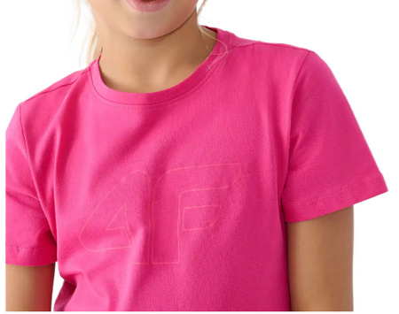 Koszulka dziecięca bawełniana 4F TSHIRT F1803 różowa slim duże logo 122