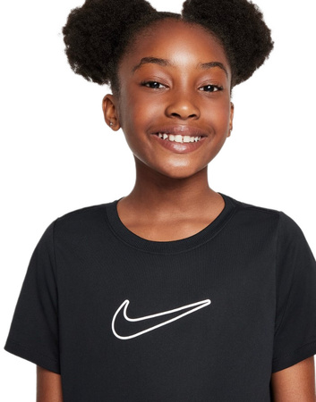 Koszulka z krótkim rękawem dziecięca Nike One Fitted czarna rozm. M