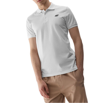 Koszulka męska t-shirt polo 4F M316 biała bawełniana regularny krój S