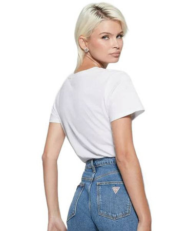 Koszulka damska T-Shirt Guess SS Fringe Glasses bawełniana biała XS