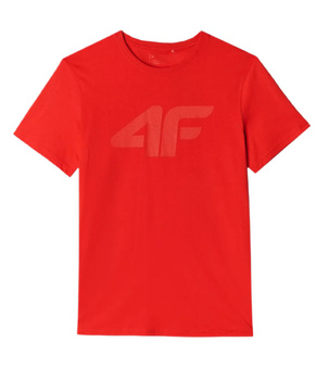 Koszulka męska t-shirt bawełniany 4F czerwony regular okrągły dekolt S
