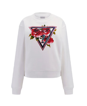 Bluza damska GUESS CN ROSES TRIANGLE SW biała XS