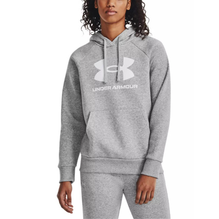 Bluza z kapturem damska Under Armour Rival Fleece szara bawełniana logo L