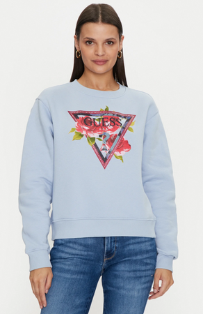 Bluza damska GUESS CN ROSES TRIANGLE SW niebieska XS