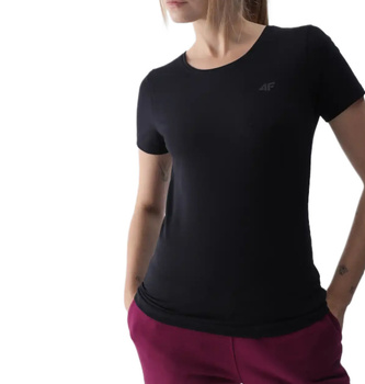 Koszulka damska bawełniana 4F TSHIRT F1845 czarna luźny krój na codzień XS