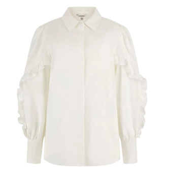 Koszula damska z długim rękawem GUESS LS SOPHIA RUFFLE SLV biała XS