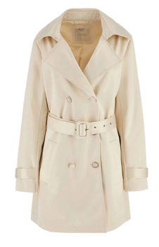 Płaszcz przejściowy dwurzędowy damski GUESS LUANA W4RL08WFJ02 ecru XS