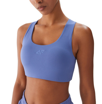 Biustonosz sportowy damski z niskim wsparciem 4F bezszwowy niebieski XS