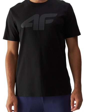 Koszulka męska t-shirt bawełniany 4F czarny regular okrągły dekolt S