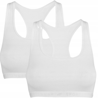 Biustonosz sportowy damski 4F F034 bawełniany wygodny biały 2-pak XS