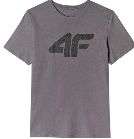 Koszulka męska t-shirt bawełniany 4F szary regular okrągły dekolt S