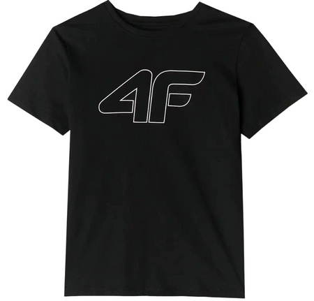 Koszulka dziecięca bawełniana 4F TSHIRT F1803 czarna slim duże logo 122