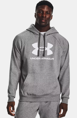 Bluza męska z kapturen Under Armour Rival Fleece Logo HD-BLK szara XL