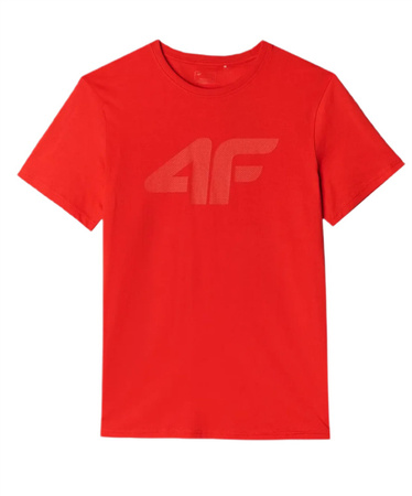 Koszulka męska t-shirt bawełniany 4F czerwony regular okrągły dekolt S