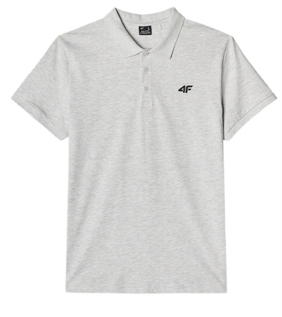 Koszulka polo męska regular 4F M316 bawełniana szara gładka z logo S
