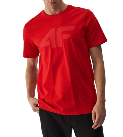 Koszulka męska t-shirt bawełniany 4F czerwony regular okrągły dekolt S