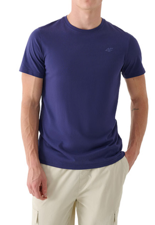 T-shirt męski regular koszulka 4F M1843 gładka bawełniana granatowa S