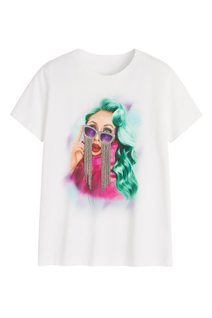 Koszulka damska T-Shirt Guess SS Fringe Glasses bawełniana biała XS