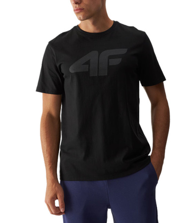 Koszulka męska t-shirt bawełniany 4F czarny regular okrągły dekolt S