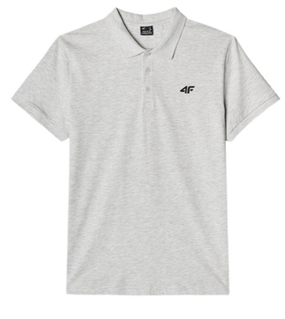 Koszulka polo męska regular 4F M316 bawełniana szara gładka z logo S